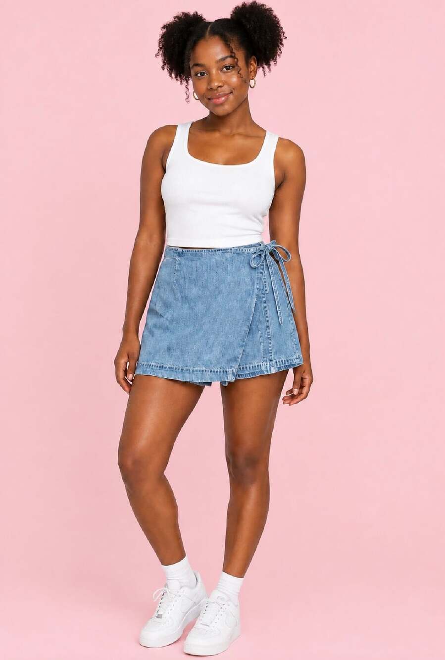 Brandy Melville Brandy Side Tie Jeans Skort Light Wash